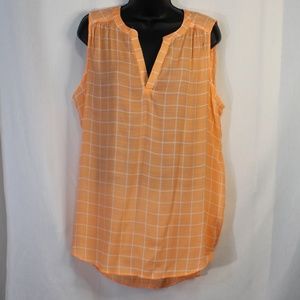 Fred and David Sleeveless orange and white striped shirt womans size XL